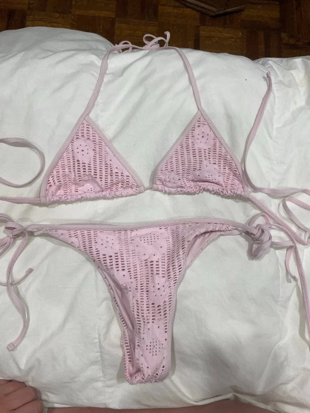 Frankies Bikinis Light Pink Set Size Small Top Large Bottoms